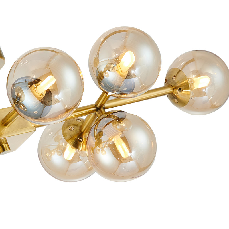 Люстра Favourite Varietas 2649-10U, L810*W430*H235, латунь, плафоны из выдувного стекла янтарного цвета