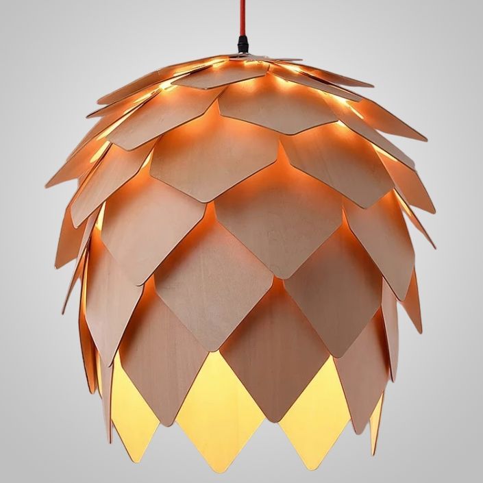 Подвесной светильник Crimea Pine Cone natural wood D20 20*20*20 см, 1*E27*60W, ImperiumLoft 40.51, Коричневый, Красный