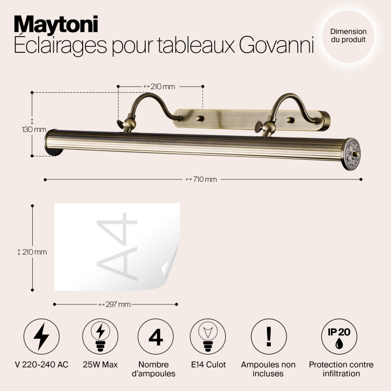 Подсветка 69 см Maytoni Picture 9 PIC119-44-R бронза