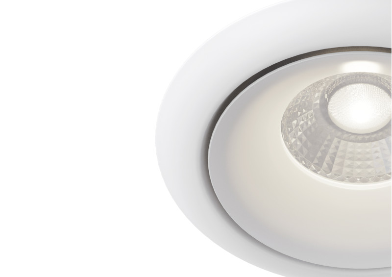 Встраиваемый светильник 10 см, 8W, 3000К, белый, теплый свет, Maytoni Zoom DL031-2-L8W, светодиодный