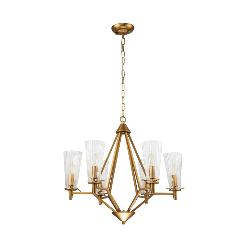 Подвесная люстра Favourite Raute 2964-6P, D650*H580/1580, каркас матового коричнево-бронзового цвета, плафоны из прозрачного стекла