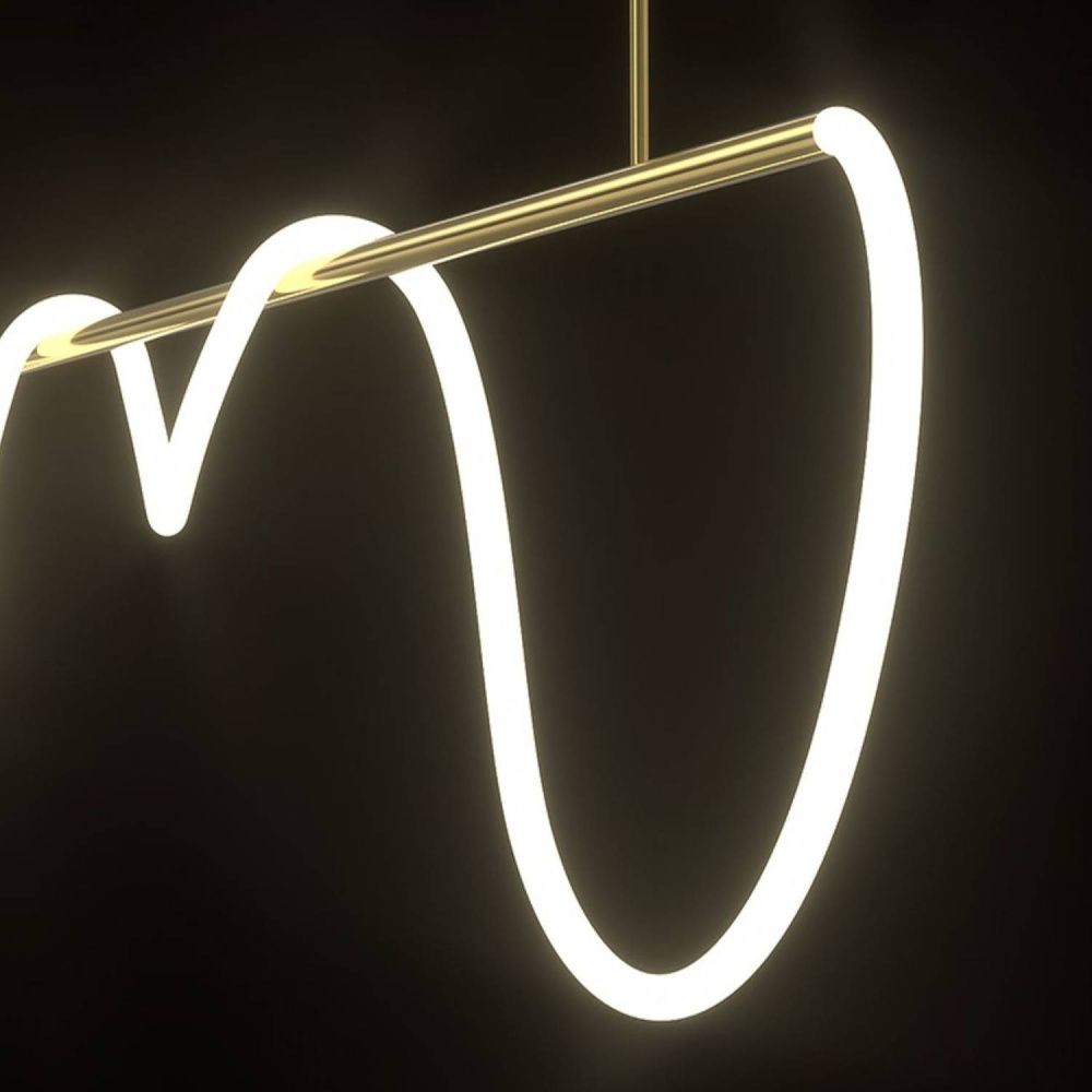 Подвесная люстра 110*50-85 см, 1*LED*52W, 3000-6000K, Lightera Nyasa LE117L-110GA WIFI, Латунь