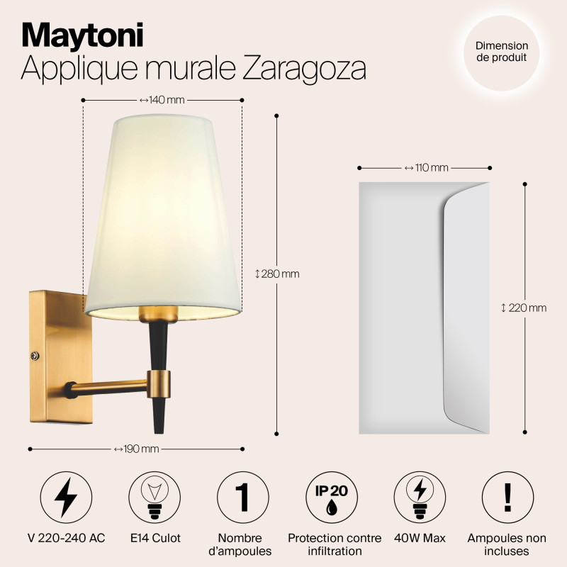 Бра Maytoni Zaragoza H001WL-01BS, латунь