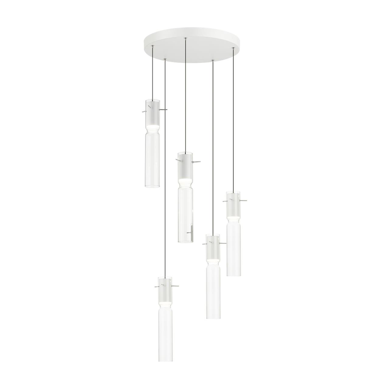 Люстра каскадная 40*40*150 см, 5 LED*5W, 3000 К, Odeon Light Scrow, белый 5058/25LB