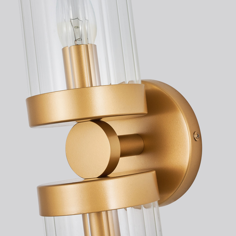 Бра Favourite Radiales 3099-2W, D135*W120*H450, золота, плафоны из прозрачного рельефного стекла