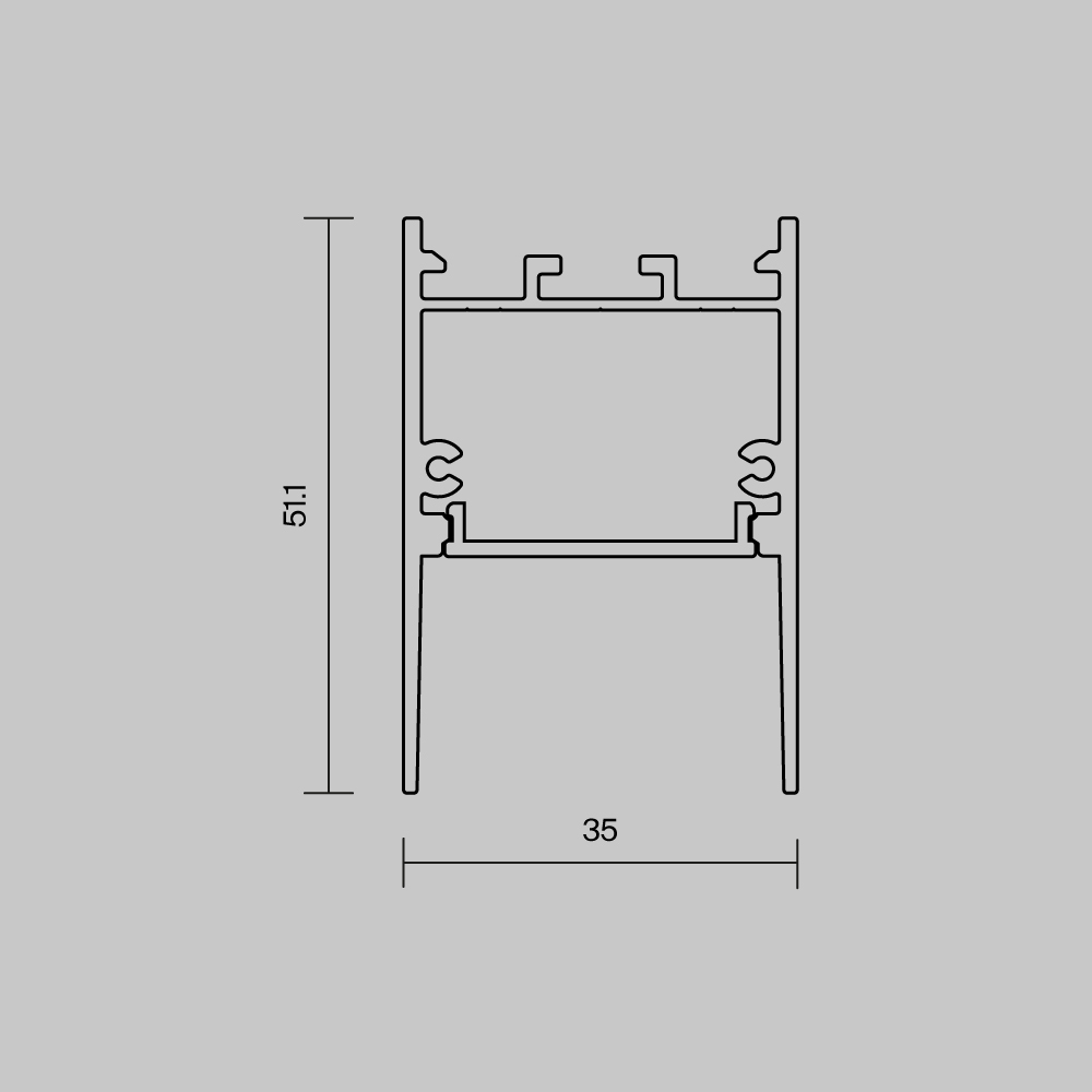 Алюминиевый профиль накладной-подвесной 35x51 (Черный, 2 м), ALM-3551-B-2M 633011, 200*4*5 см, Maytoni  633011, Черный