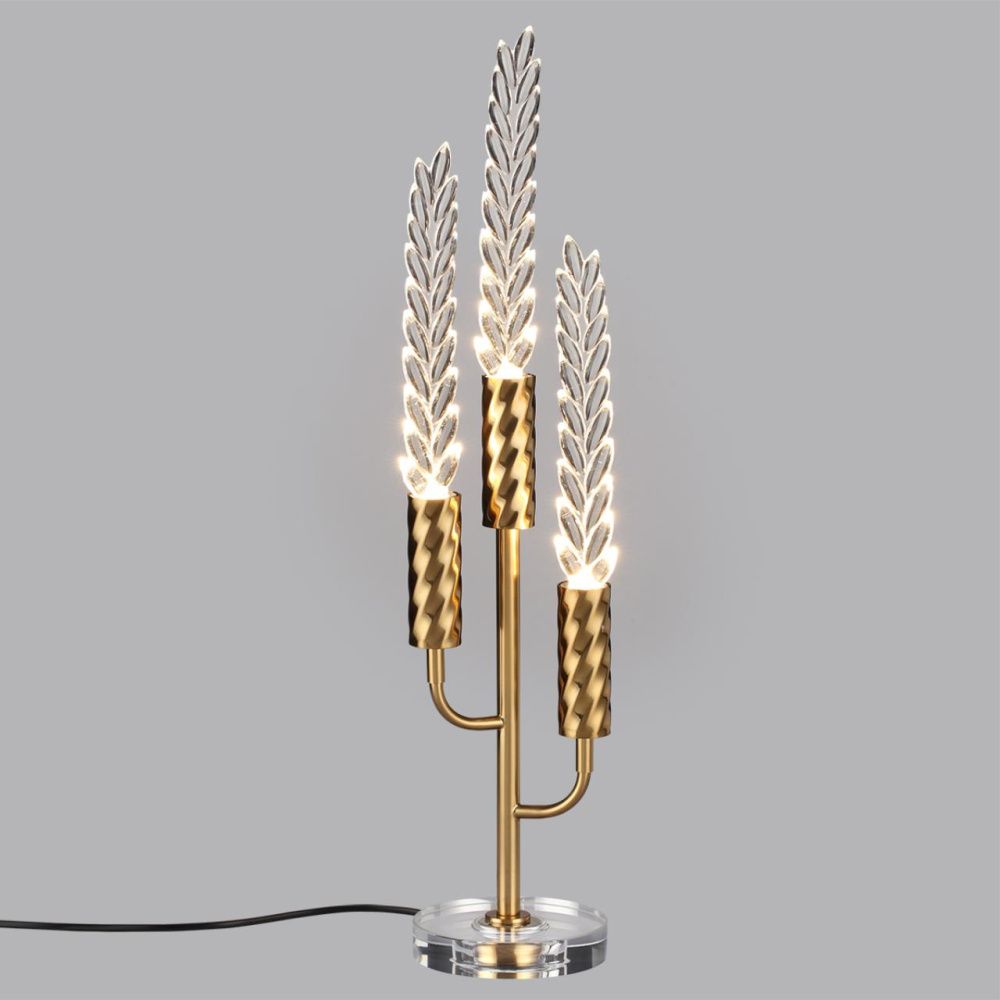 Настольная лампа 13*13*-62 см, 3*LED*3W, 3000K, Odeon Light Exclusive KOLOS 5449/9TL, сатинированная латунь/прозрачный