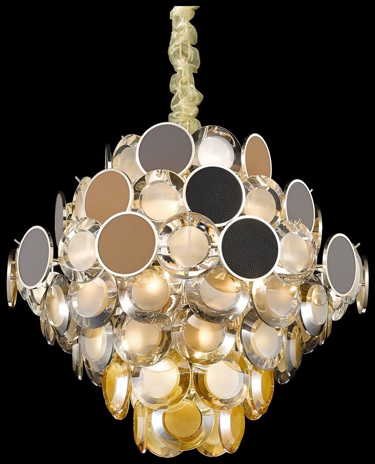 Светильник подвесной Wertmark Oriella WE141.17.303, 60*60 см, золото, серый, коричневый, черный
