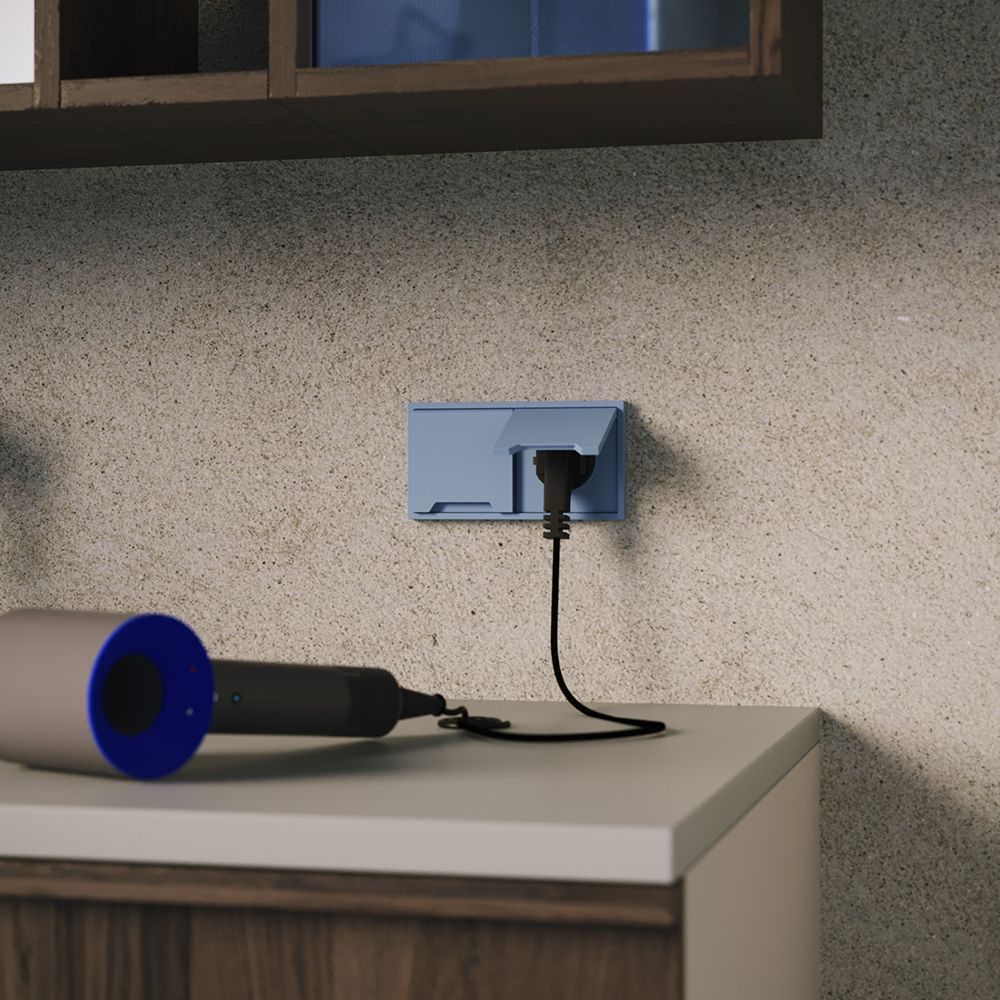 Накладка для розетки с заземлением, защитными шторками и крышкой, S70, деним Voltum VLS000815