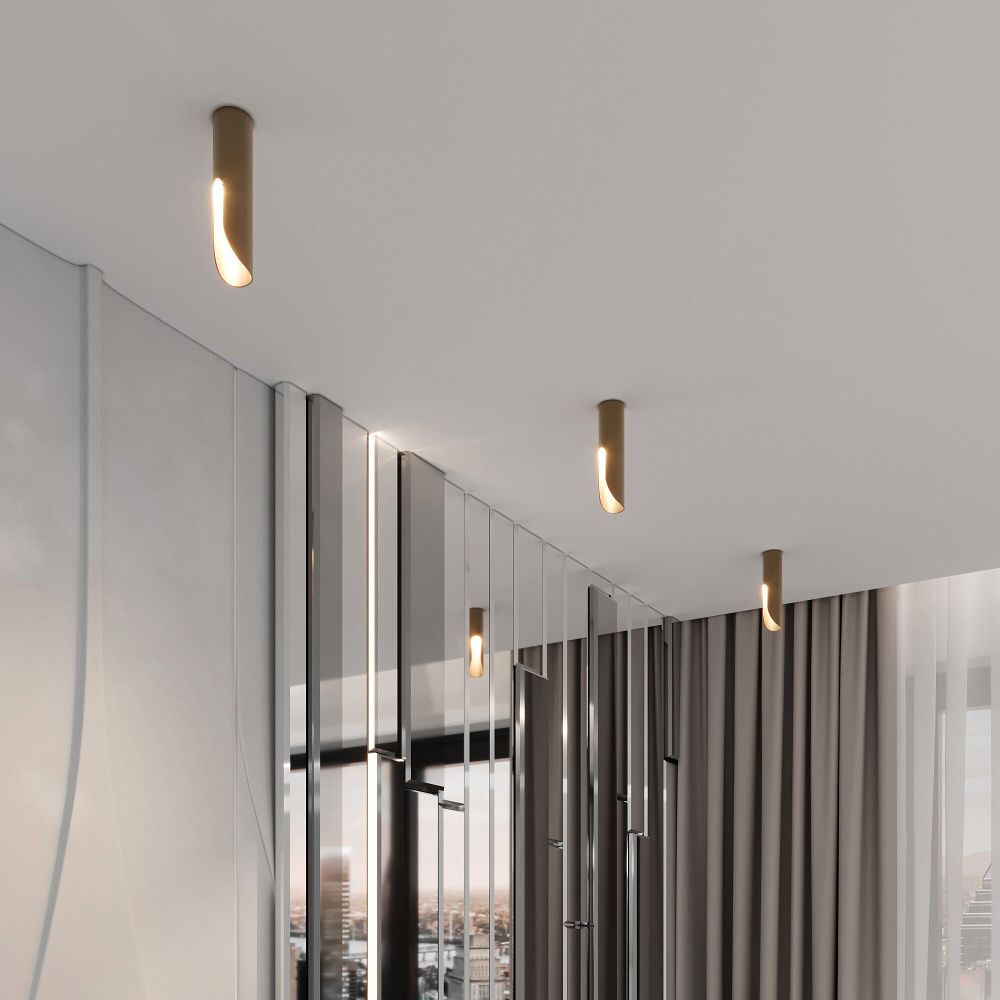 Потолочный акцентный светильник 4*4*16 см, LED, 7W, 3000K, Elektrostandard Apex 25113/LED, латунь