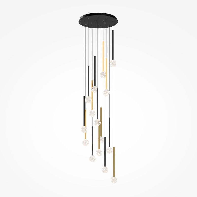 Каскадная люстра 60*60*360 см, LED*51W, 3000K, Maytoni Bubble Dream MOD383PL-L40BBS3K, черный