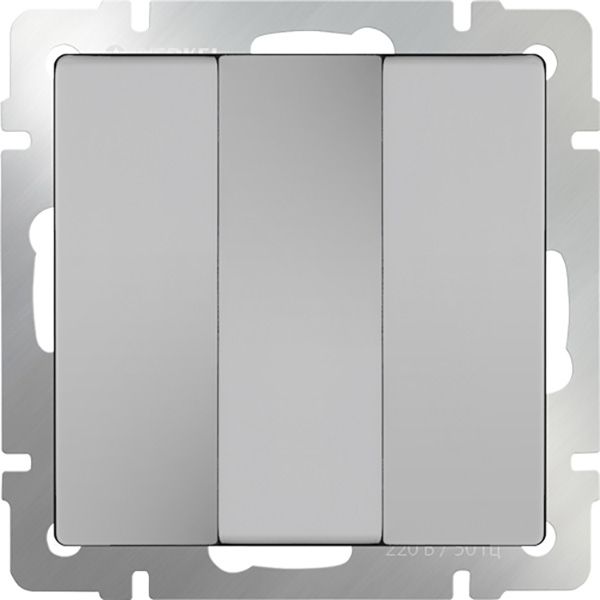 WL06-SW-3G/Выключатель трехклавишный (серебряный), 4690389073441