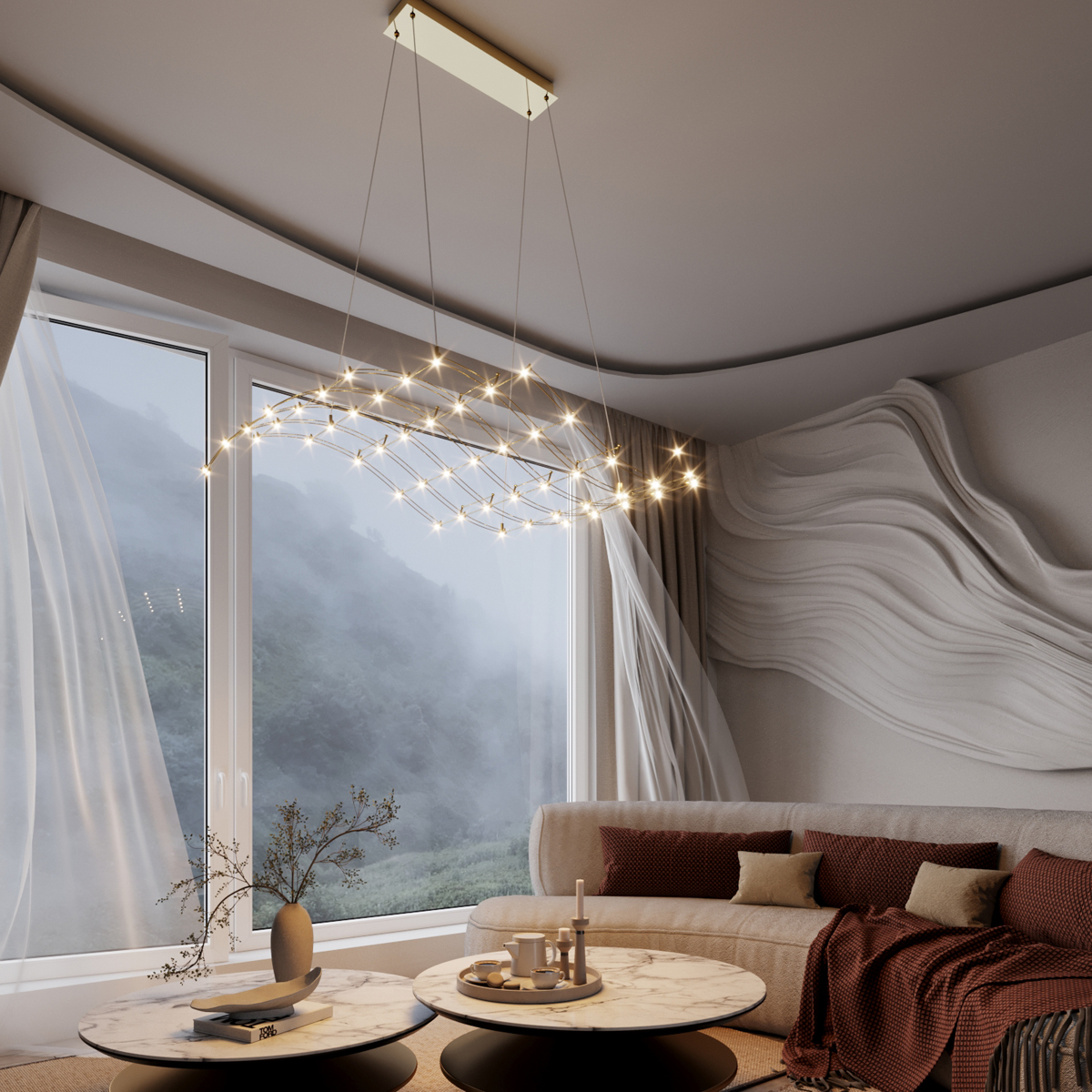 Подвесной светильник 100*LED*41,5W, 3000К, 3735lm Odeon Light Welkin 7058/45L, золото