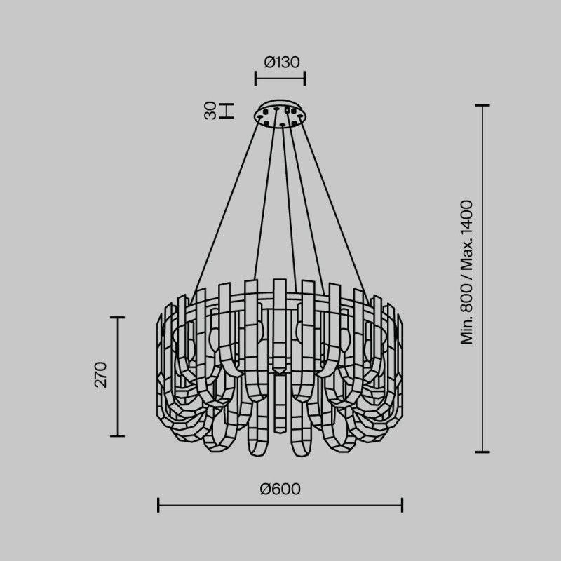 Подвесная люстра 60 см MODELUX ML.6621.14 CR хром