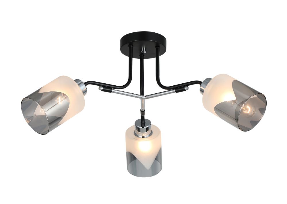 Люстра Ø640 x H290, мм, 3*40W (120W), CHROME+BLACK (Хром+Черный) Rilon 26013/3 CHROME+BLACK