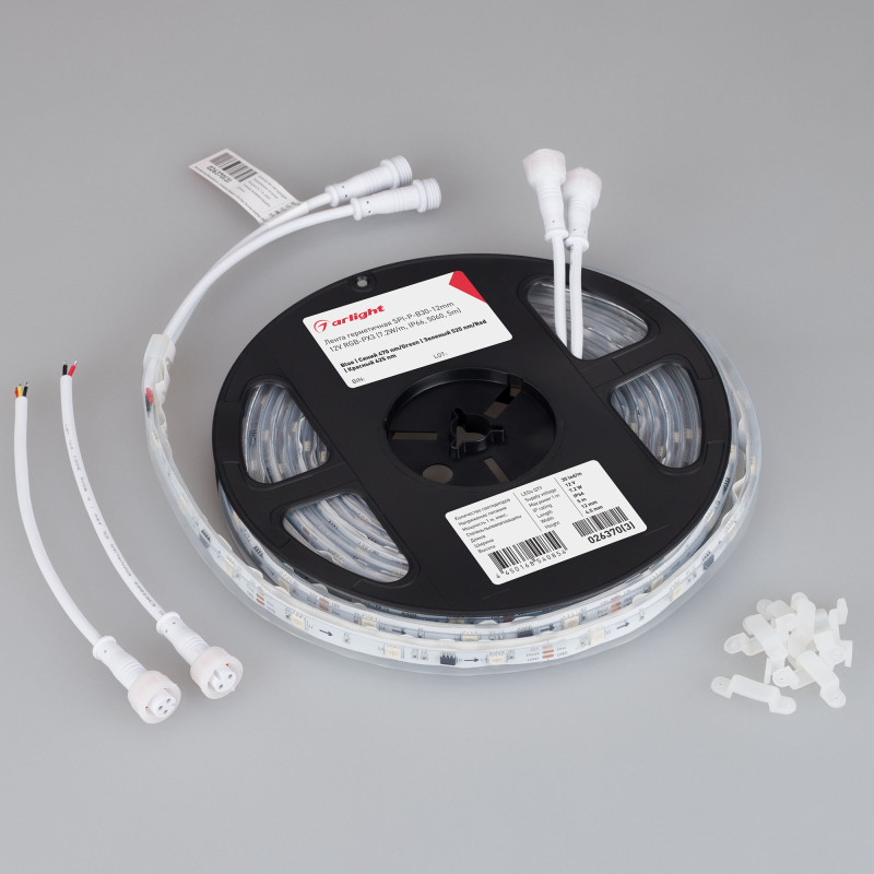 Лента герметичная SPI-P-B30-12mm 12V RGB-PX3 (7.2W/m, IP66, 5060, 5m) (Arlight, бегущий огонь) 026370(3). Цена указана за 5 метров. Продается кратно 5 метрам.