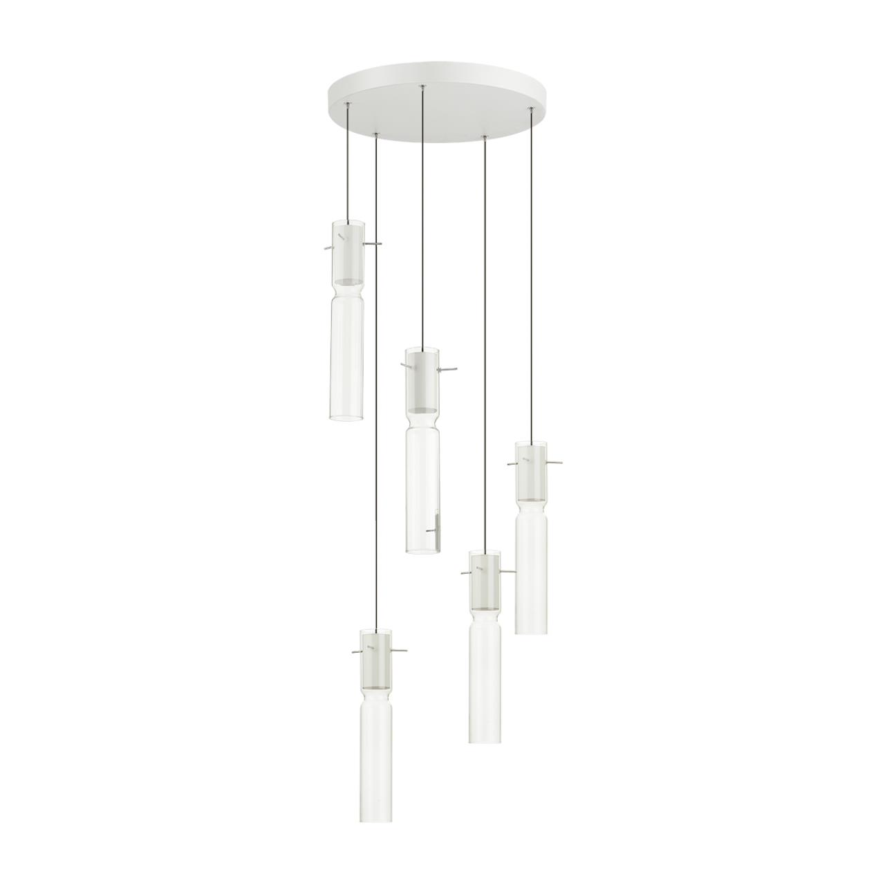 Люстра каскадная 40*40*150 см, 5 LED*5W, 3000 К, Odeon Light Scrow, белый 5058/25LB
