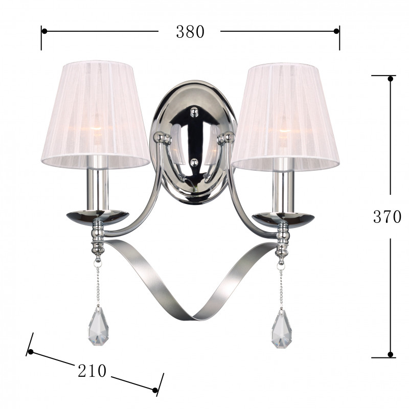 Бра Favourite Amabilis 2597-2W, D210*W380*H370, серебряный с хромом