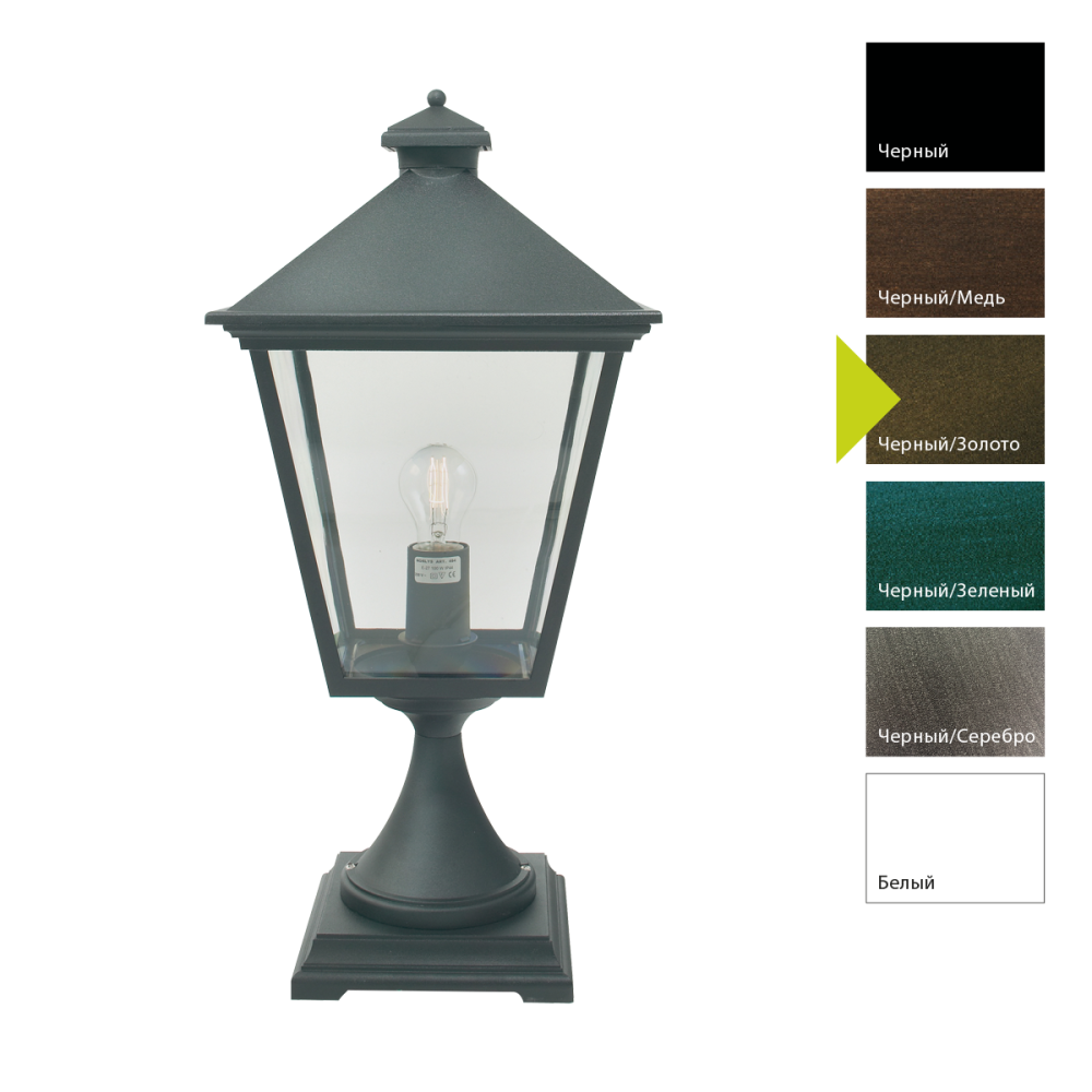 Фонар-пьедестал 30*30*69 см, E27*100 (накал.) 77 (гал.)W, Natural Concepts Norlys London Big 291B, BD (Черный/Золото)