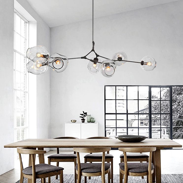 Люстра на штанге Адель Branching Bubble Chandelier L11 Black Amber 185*185*110 см, 11*E27*60W, ImperiumLoft 40,14, Чёрный