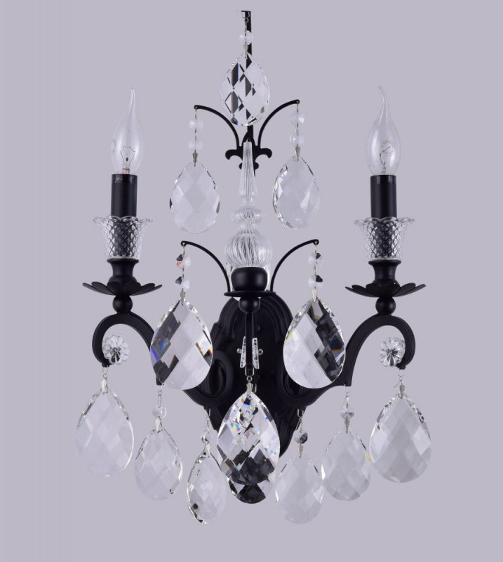 Бра 30*21 см, Crystal Lux MAGNIFICO AP2 BLACK/TRANSPARENT Черный