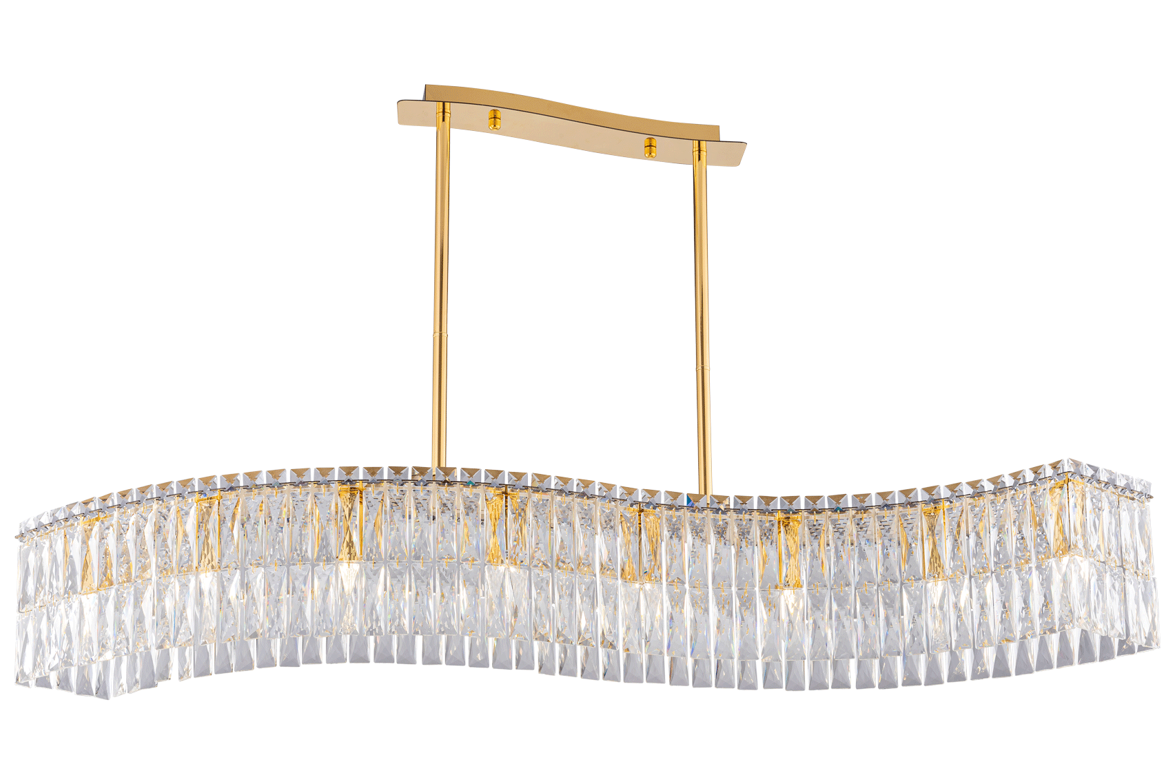 Люстра 1220*280*650, 8*E14, 40W NewRgy Cristallo 3101E/8A GOLD+CLEAR, Золото+прозрачный