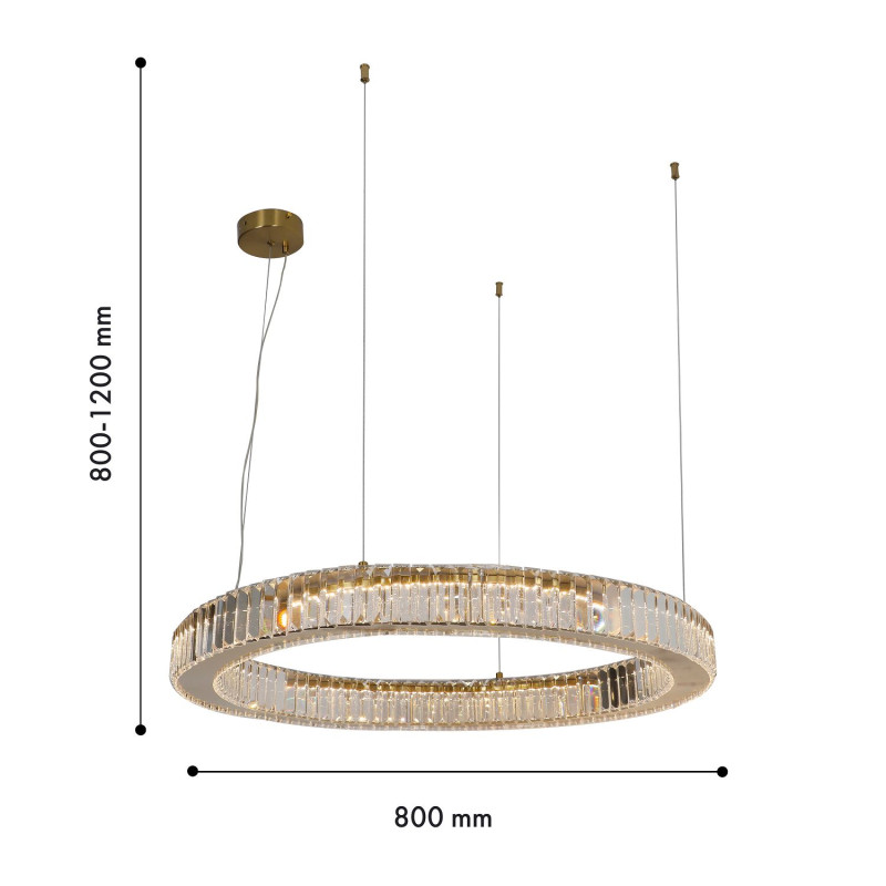 Светильник 80 см, 100W, 4000K, Favourite Manor 4195-8P, золото