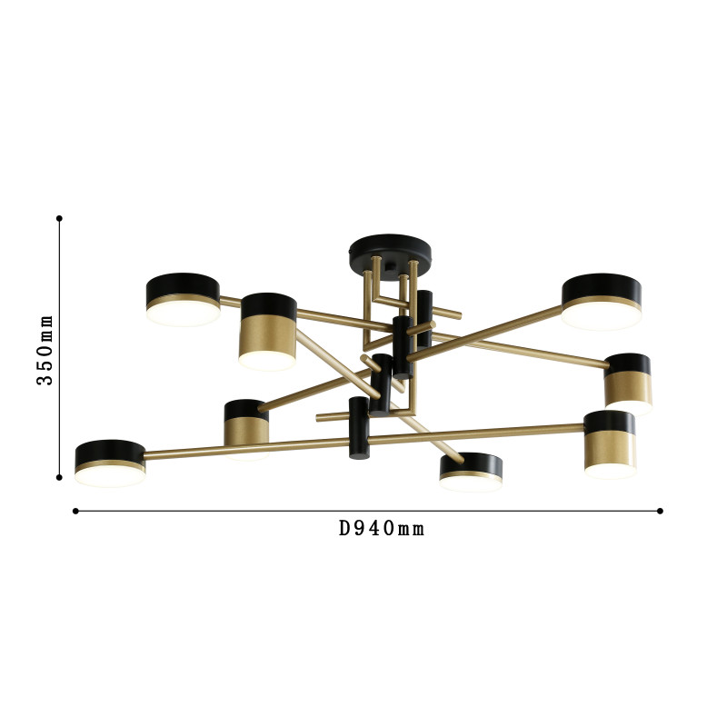Люстра Favourite Modul 4013-8P, D940*H350, каркас светильника сочетает два цвета - черный и золото, плафоны цилиндрической формы разного диаметра