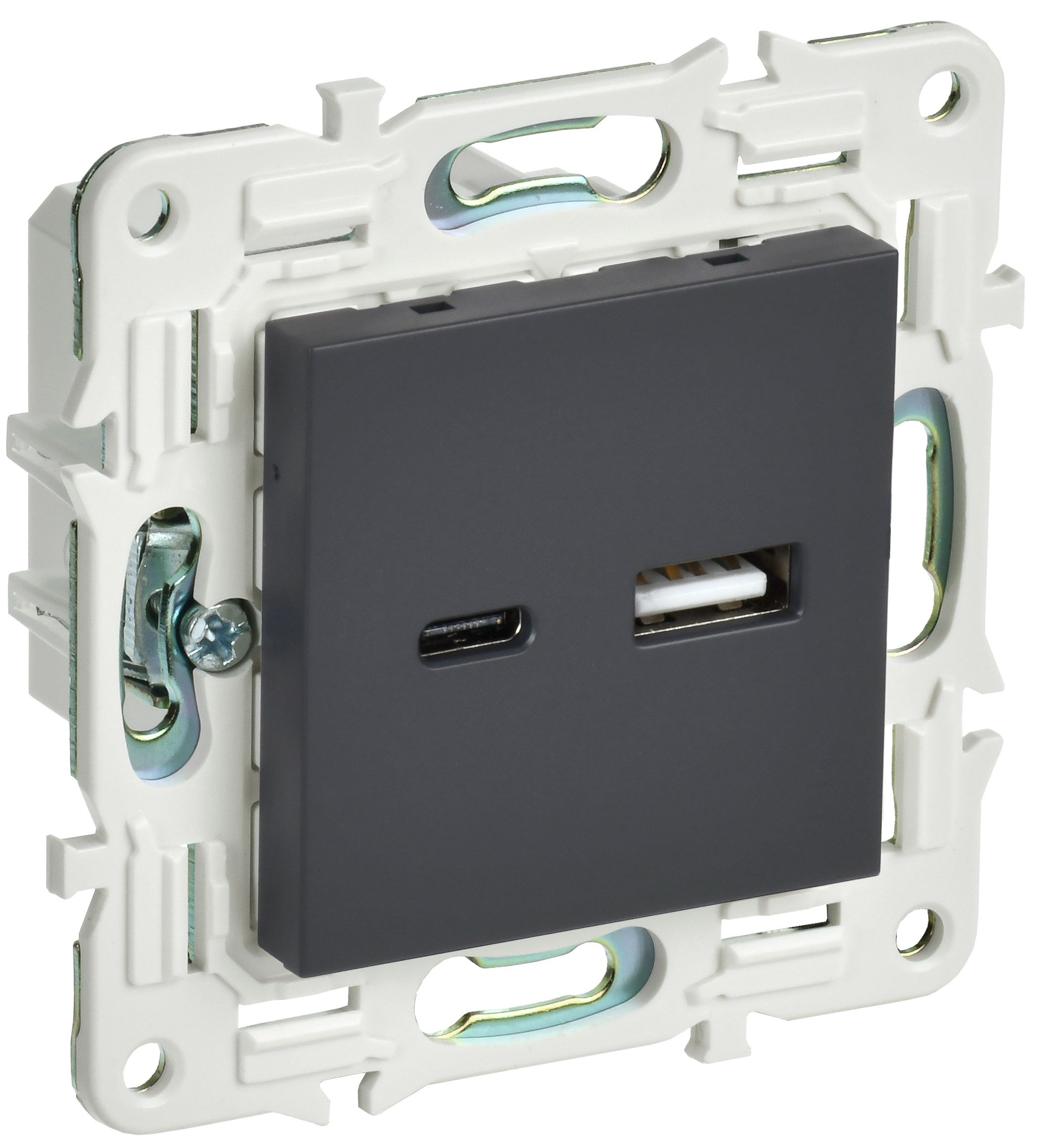 SKANDY Розетка USB A+C 3,1А SK-R14G граф. IEK, SK-U22-D31-K53