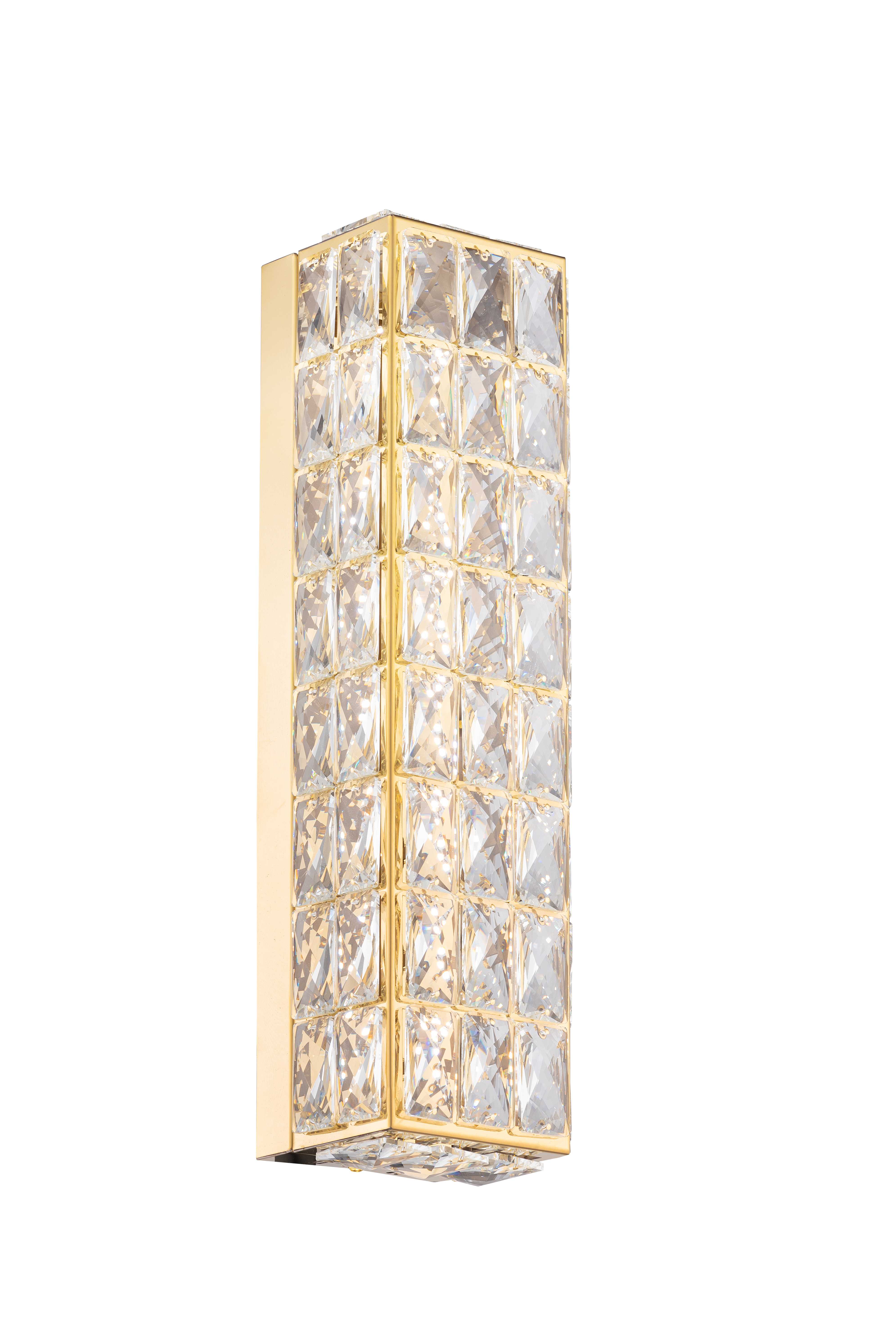 Бра 430*110, LED, 15W 4000K NewRgy Cristallo W2798E/15W GOLD+CLEAR, Золото+прозрачный