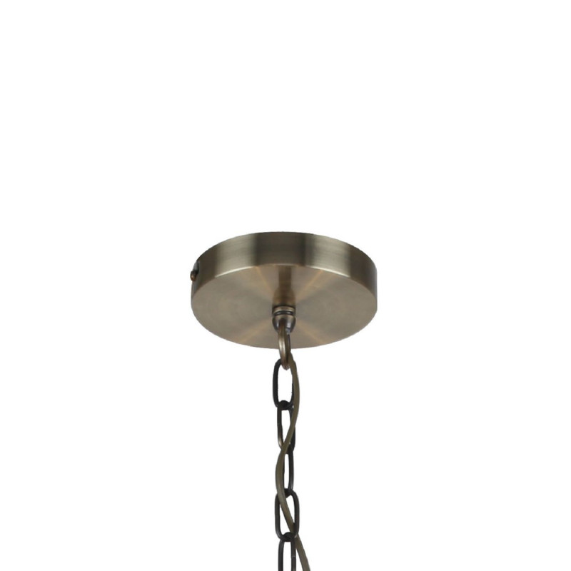 Подвесная люстра Favourite Castellum 2769-8P, D1010*H630/1630, античная латунь, плафоны из ткани кремового цвета, декоративные элементы в виде подвесок из белого стекла