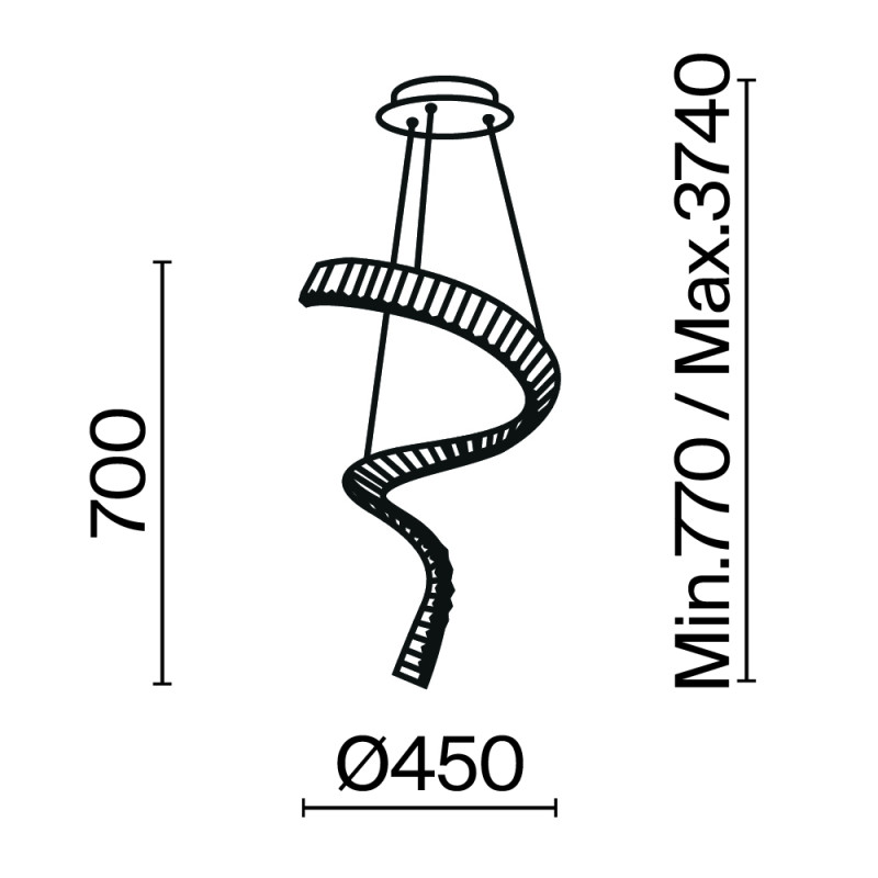 Подвесной светильник 45*45*374 см, LED, 48W, 3000К, Maytoni Krone P097PL-L48BS3K латунный