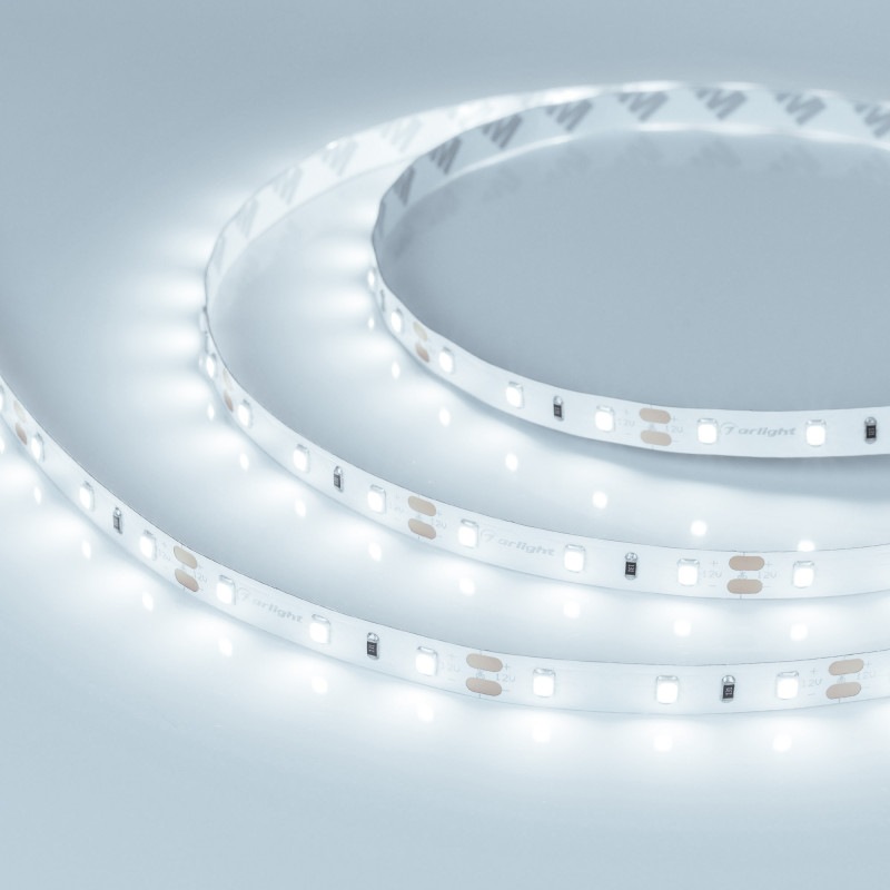 Лента RT-A60-8mm 12V Cool 8K (4.8 W/m, IP20, 2835, 5m) (Arlight, Открытый) 014884(2). Цена указана за 5 метров. Продается кратно 5 метрам.