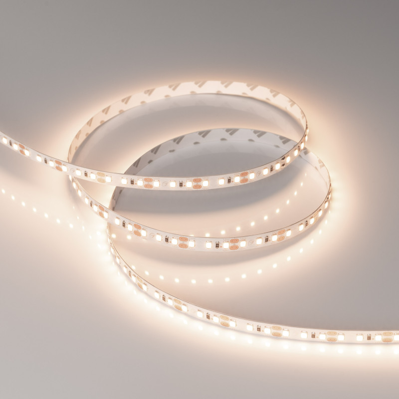 Лента RT-A120-8mm 12V Warm3500 (9.6 W/m, IP20, 2835, 5m) (Arlight, Открытый) 034446. Цена указана за 5 метров. Продается кратно 5 метрам.