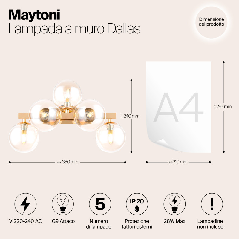 Бра Maytoni Dallas MOD547WL-05G, янтарный