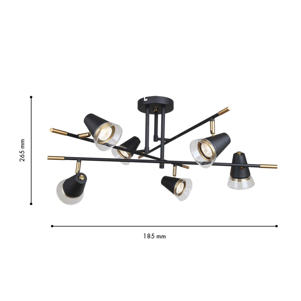 Потолочная люстра 77*36 см, 6*GU10, 35W, F-Promo Trandy 4618-6C, черный матовый
