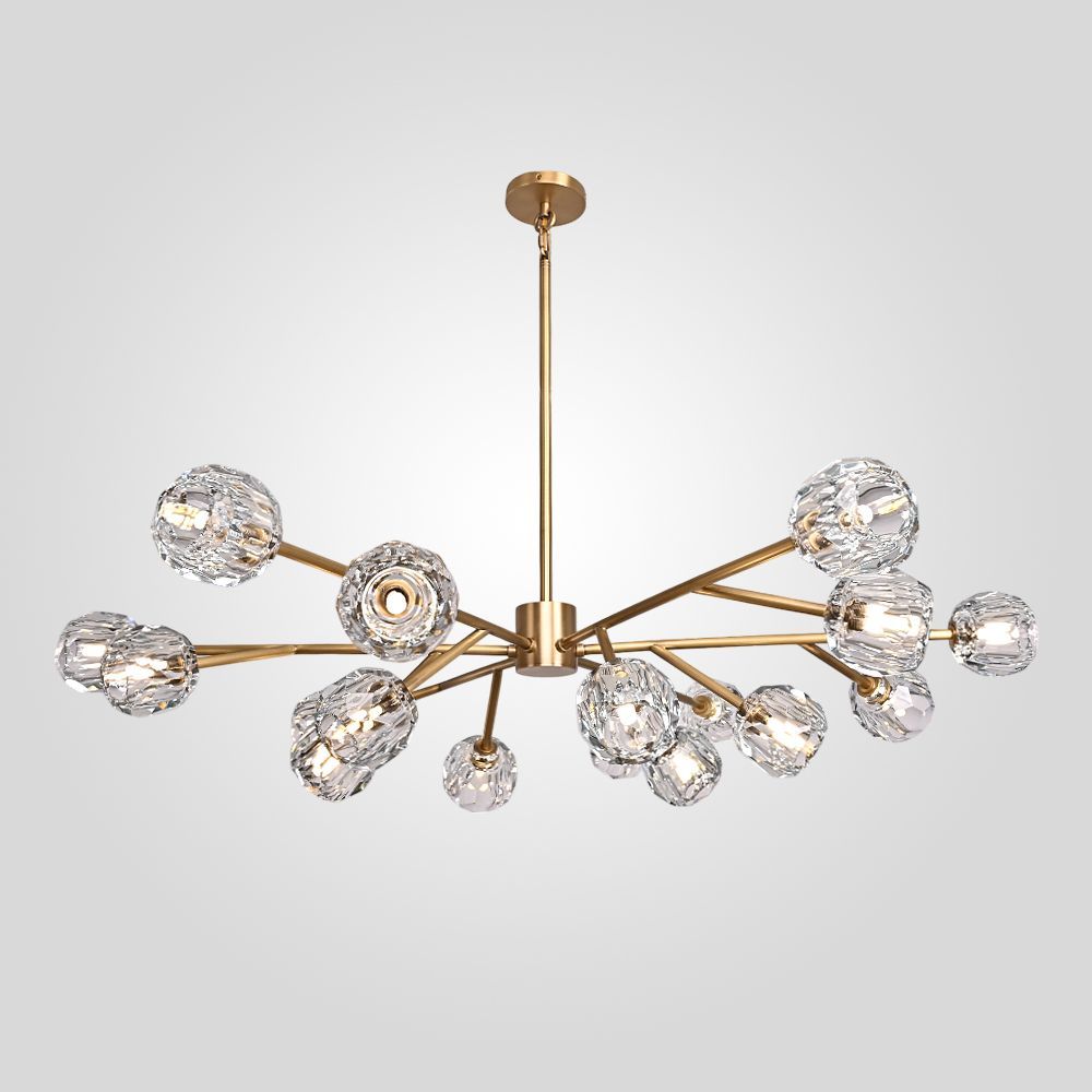 Люстра на штанге Boule De Cristal Round Chandelier 18 120*120*30 см, 18*G9*40W, ImperiumLoft 40.1218, Латунь