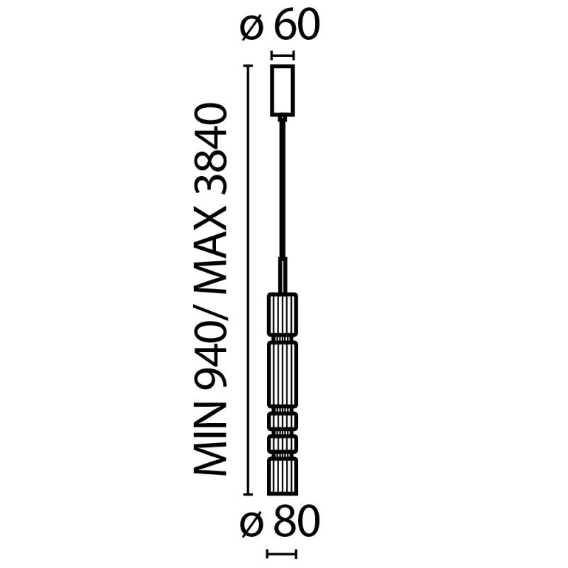 Подвесной светильник 8*8*384 см, LED, 12W, 3000К, Maytoni Ordo MOD272PL-L12B3K черный