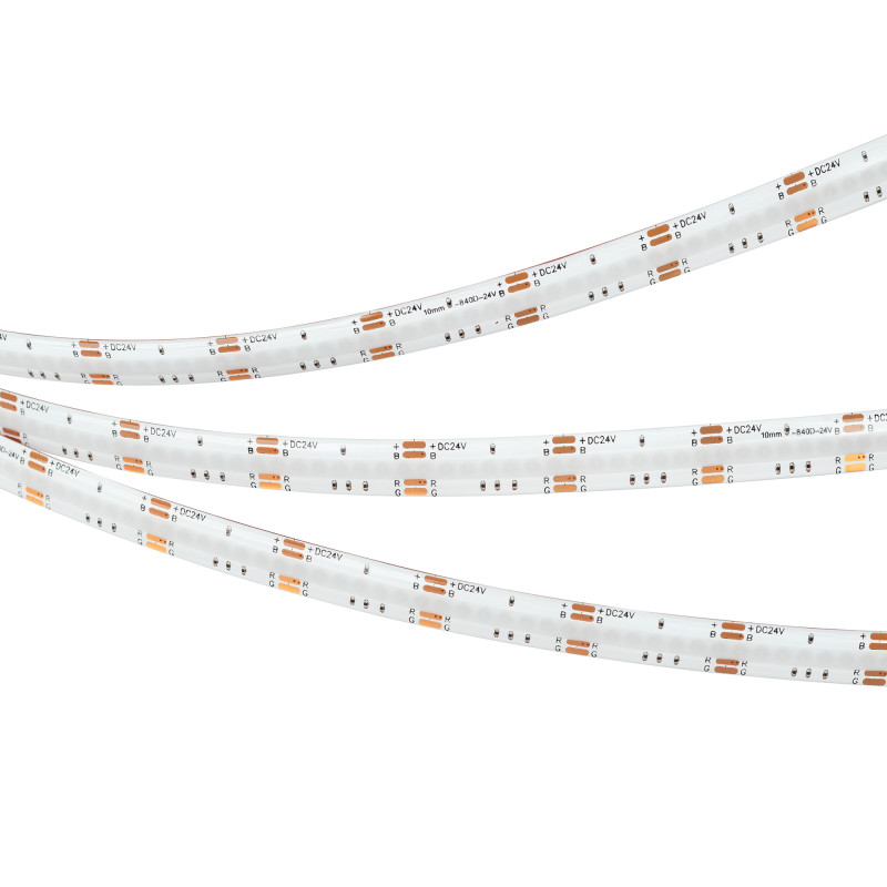 Лента герметичная COB-SE-X840-10mm 24V RGB (16 W/m, IP65, CSP, 5m), Arlight 041390. Цена указана за 5 метров. Продается кратно 5 метрам.