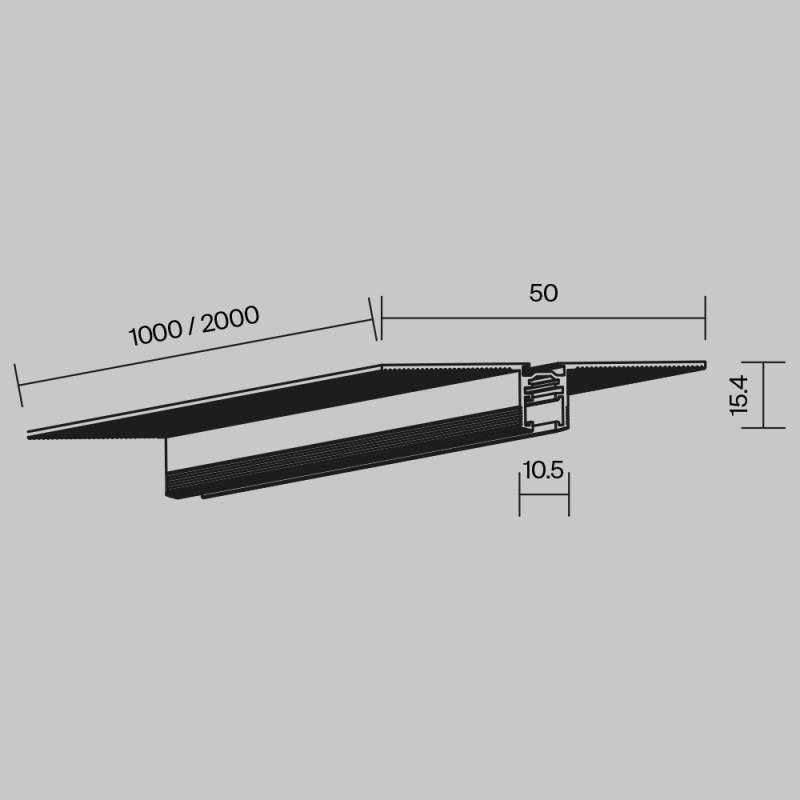 Шинопровод встраиваемый 200*5*1,5 см, Maytoni Technical  Busbar trunkings Levity TRX184-122B черный