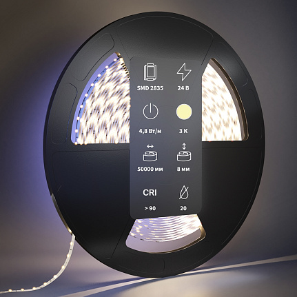 Светодиодная лента Ultra 24В 2835 4,8Вт/м 3000К 5м IP65 201013 Maytoni  Led Strip, цена за метр, отгружается по  5 м