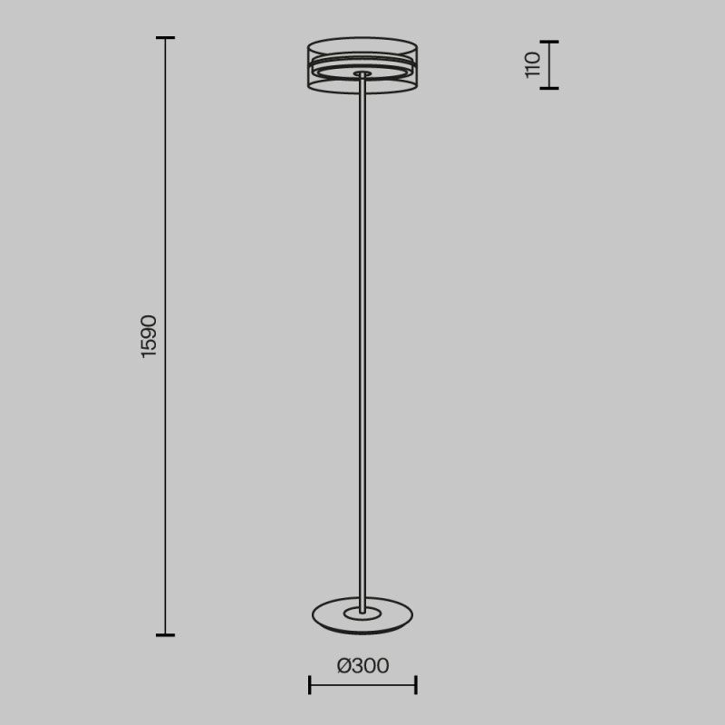 Торшер 160 см, 24W, 3000K, Maytoni Dress code MOD348FL-L24BBS3K, черный-латунь