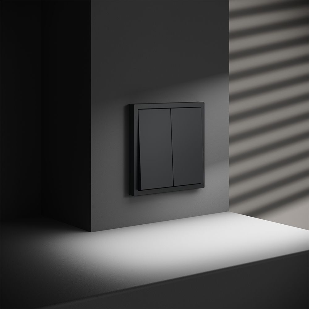 Перекрестный переключатель встраиваемый двухклавишный 10А, графит Voltum S70 VLS020507, Пластик Soft touch