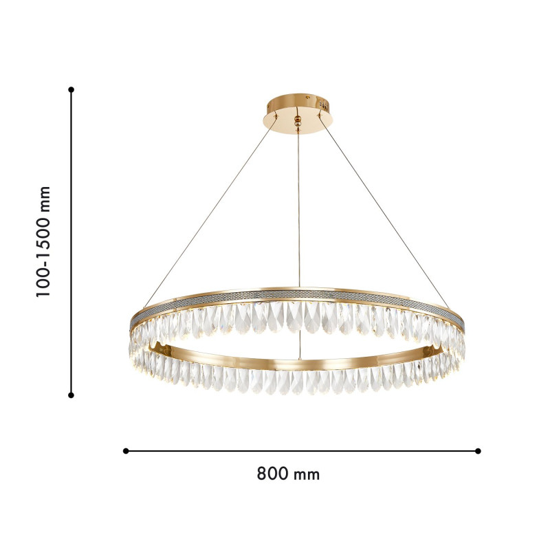 Светильник 80 см, 43W, 3000K, Favourite Palatium 4207-8P, золото