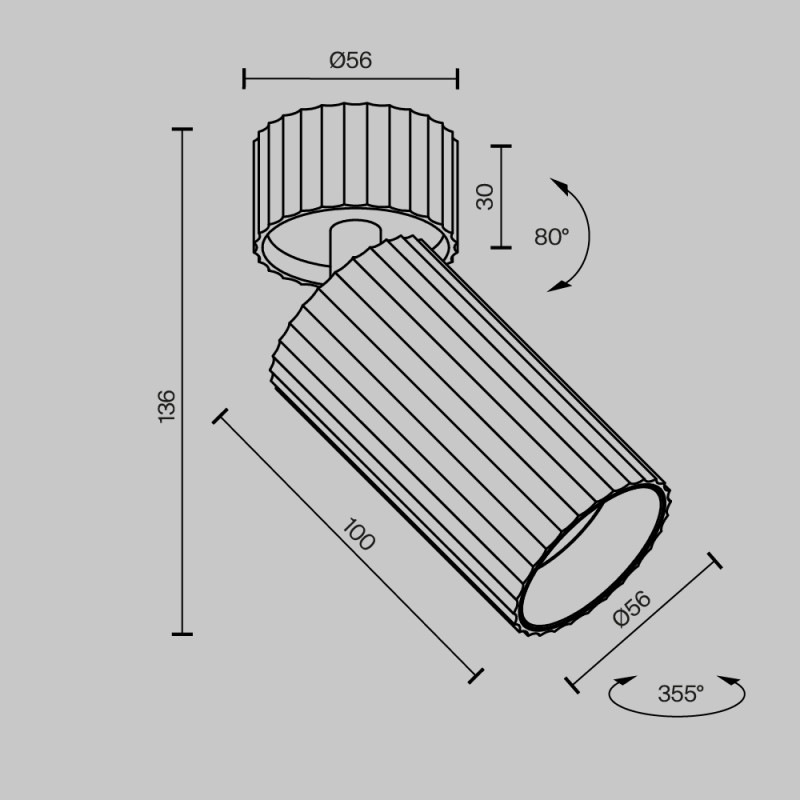 Спот 10*5,6*13,7 см, GU10, 10W, Maytoni Technical calipso C108CL-01-GU10-W белый