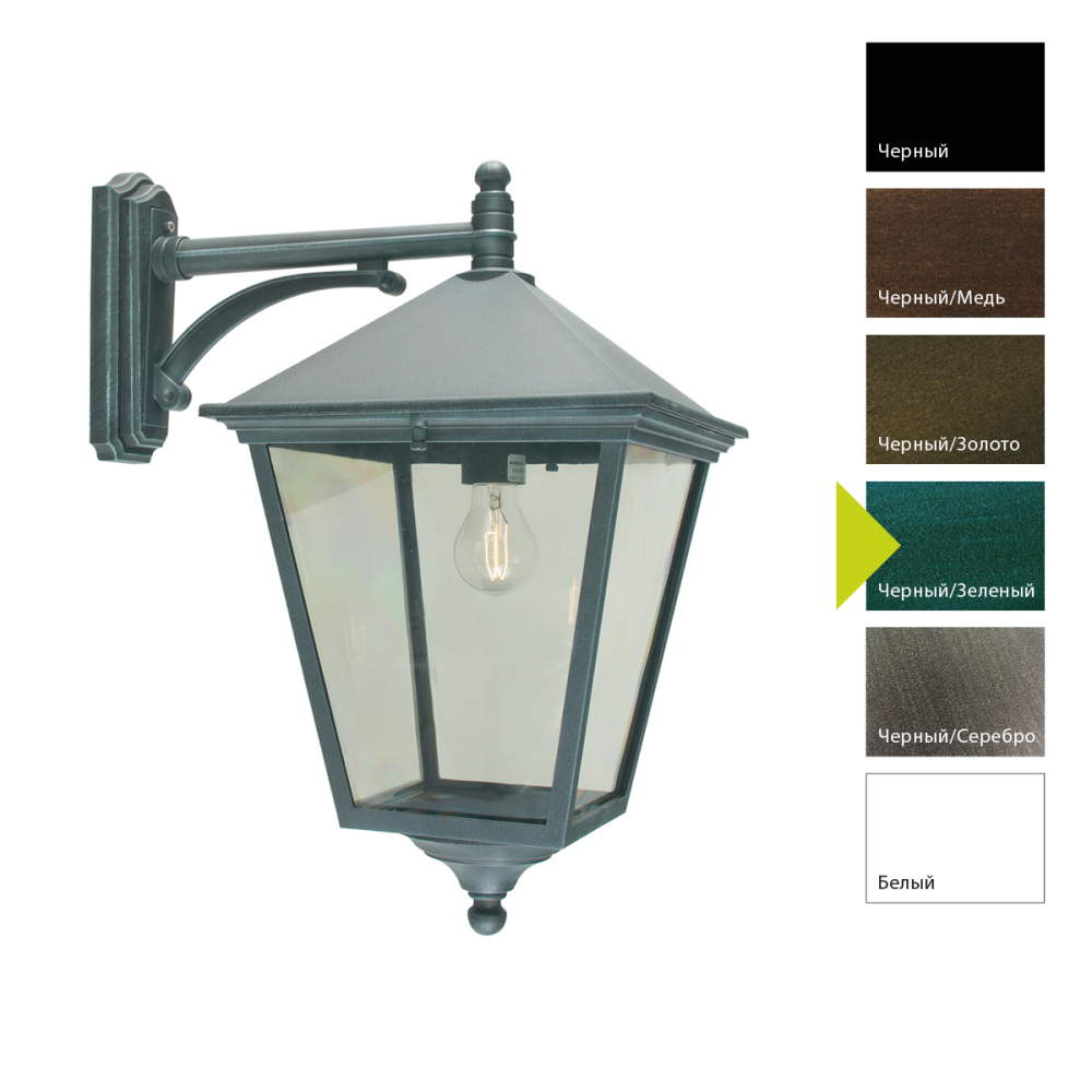 Настенный фонарь 46*31*56 см, E27*100 (накал.) 77 (гал.)W, Natural Concepts Norlys London Big 284BD, BG (Черный/Зеленый)