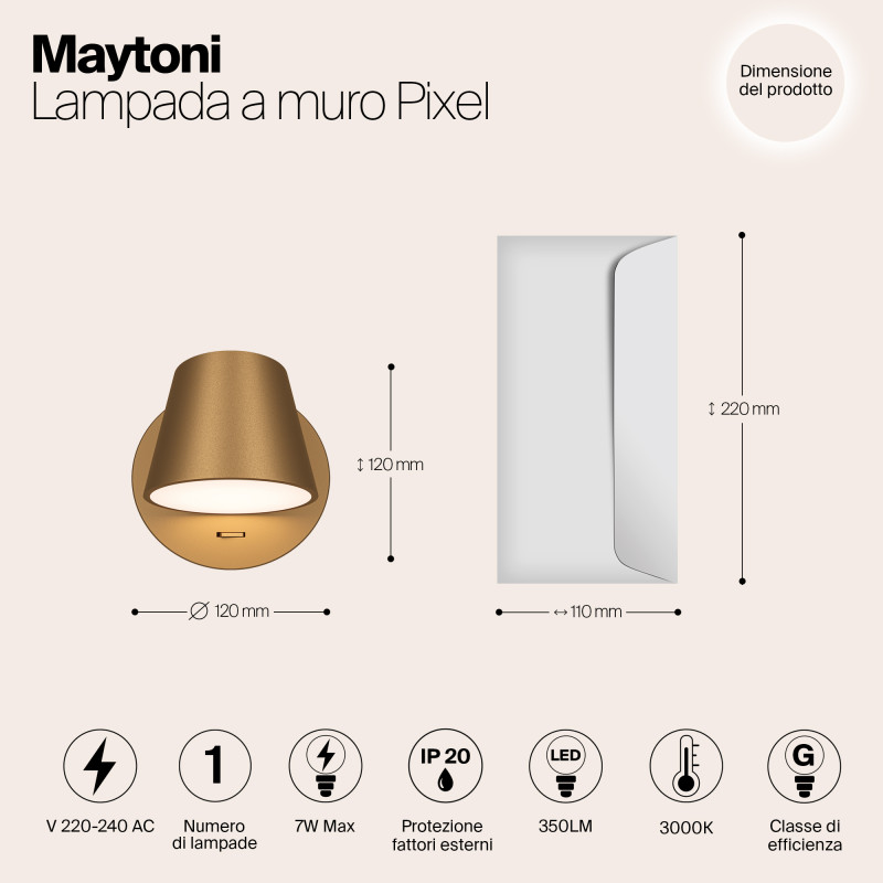 Светильник 12 см, Maytoni MOD421WL-L6BS3K, золото