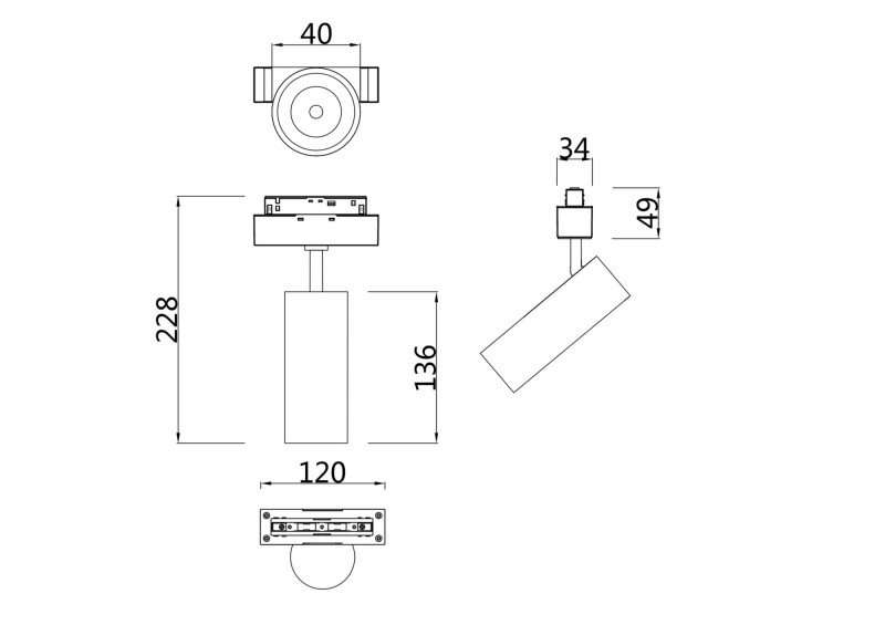 Светодиодный светильник 7W, 4000K Maytoni Track Lamps TR019-2-7W4K-B черный