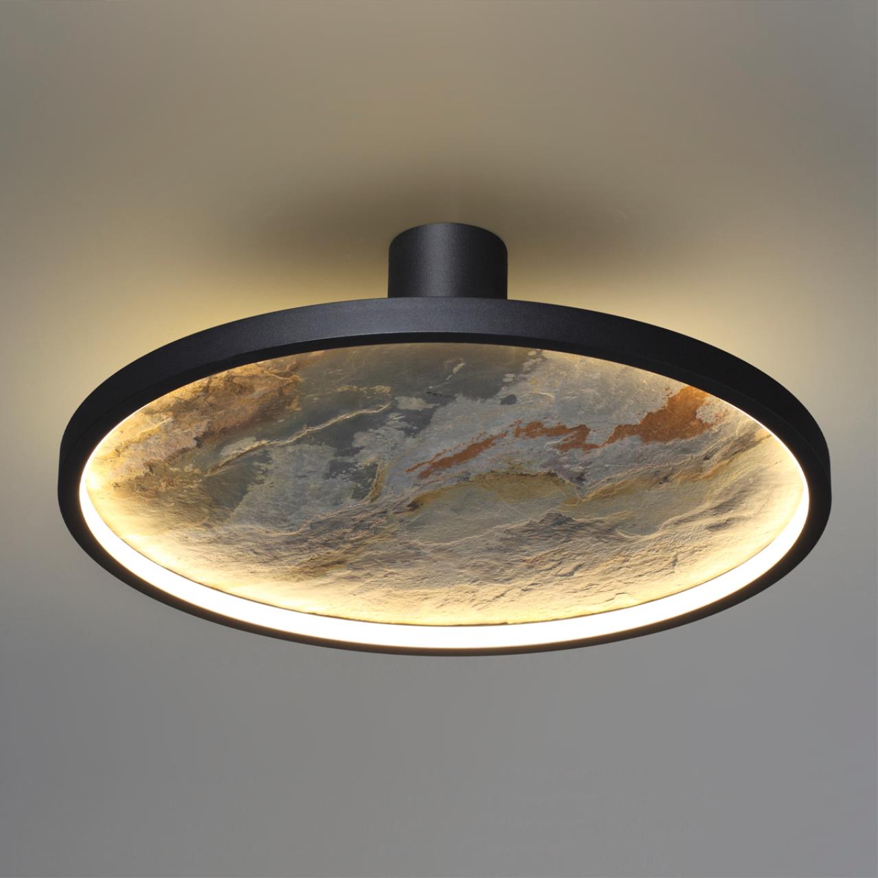 Настенно-потолочный светильник 42*16 см, LED 1*35W, 3000 К, Odeon Light Stoflake 5078/35L, матовый черный/серо-бежевый