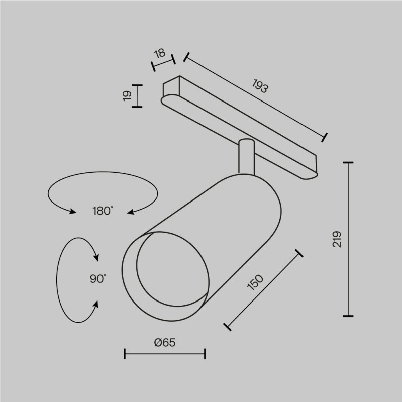 Трековый светильник 6,5*15*21,2 см, LED 20W 2700K 36° Maytoni Technical Focus LED Exility TR032-2-20W2.7K-M-B черный